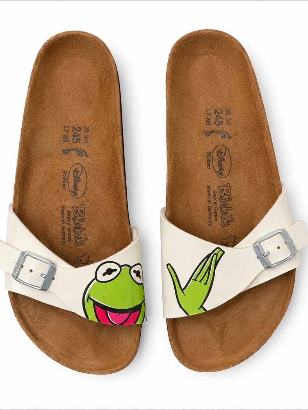 Birkenstock x Disney Kermit The Frog Slide Sandals White Size 38 / US 7